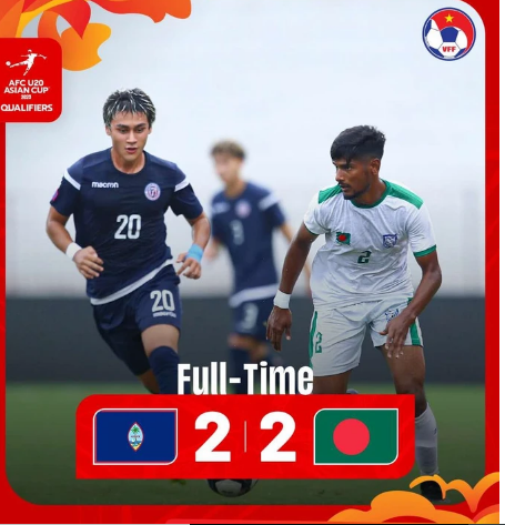 U20 Guam và U20 Bangladesh bất phân thắng bại với tỷ số 2-2.